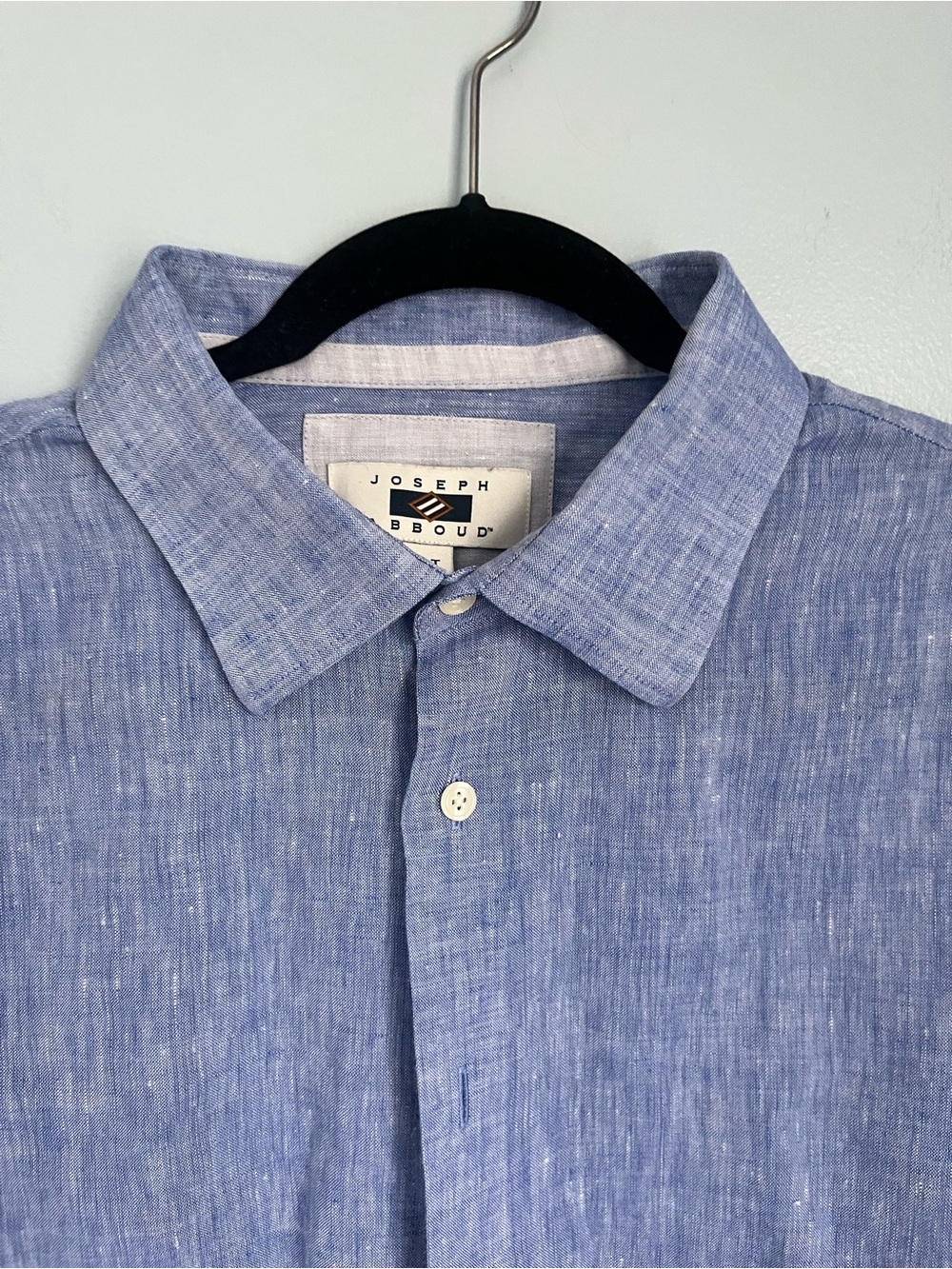 Joseph Abboud Men's Blue 75% Linen Blend  Button-Up Shirt XLT